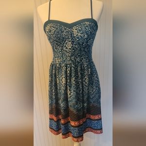 Xhilaration corset style sun-dress, knit back, size medium, teal